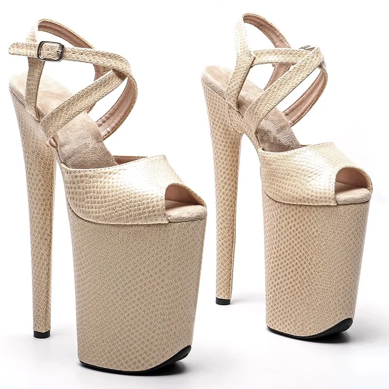 

Peep Toe 23CM/9inches PU Upper Plating Platform Sexy High Heels Sandals Pole Dance Shoes 072