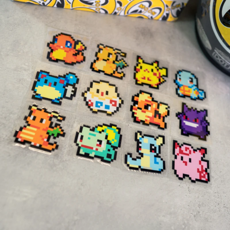 Pokemon Anime Pixel Sticker Cartoon Pikachu Gengar Eevee Squirtle Car Motorcycle Helmet Decorative Sticker Children\'s Toy Gift