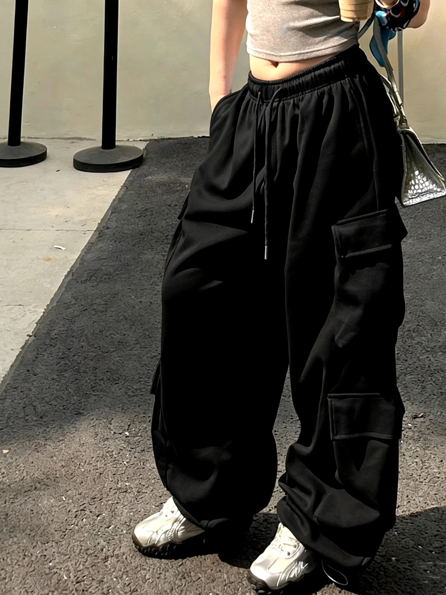 

Spring New Loose Elastic Waist Work Pants Wide Leg Casual Trousers Harlan Pants Sports Leisure Trousers Long Pants
