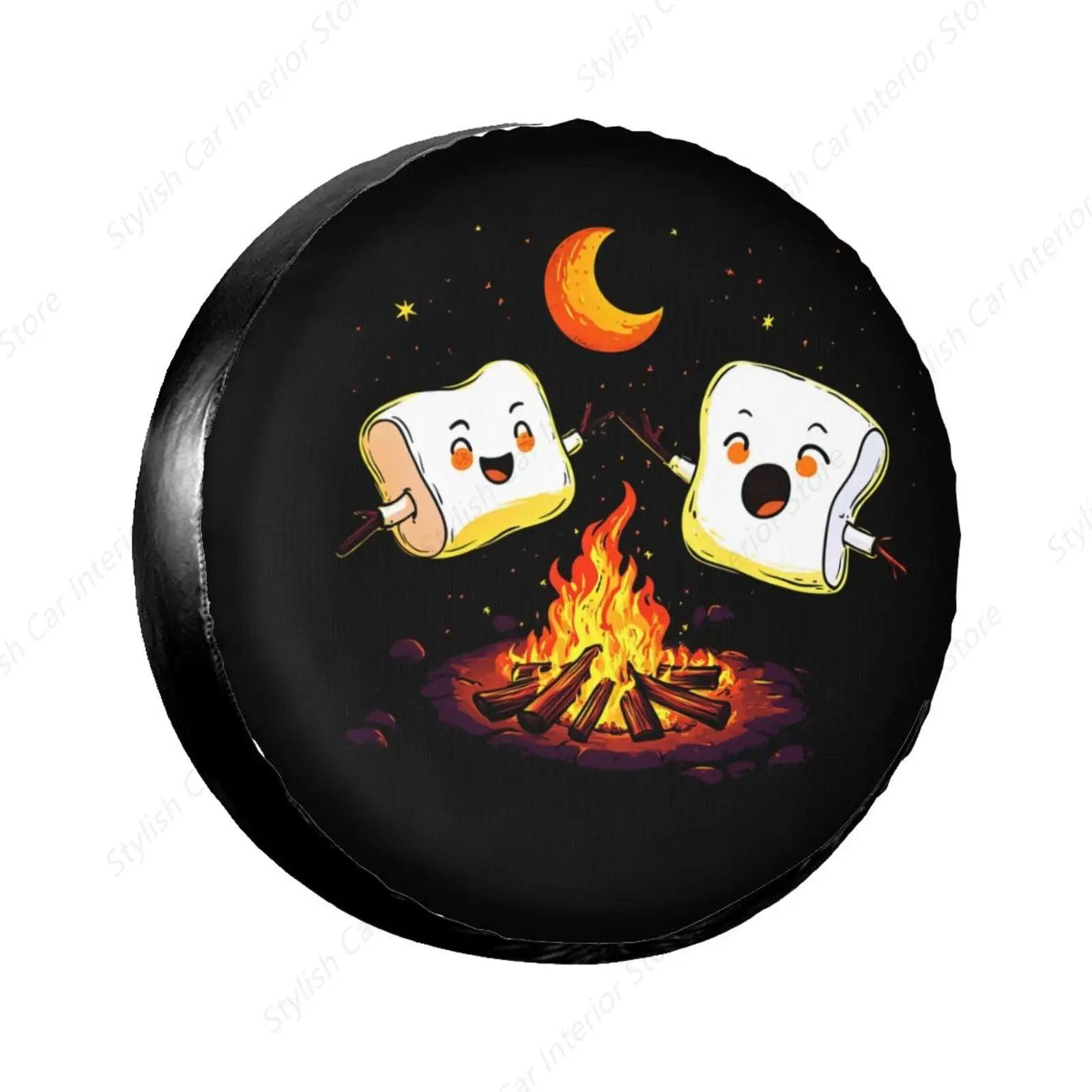 

Универсальный чехол для запасного колеса Campfire Marshmallows Dancing, 14 дюймов, водонепроницаемая полиэстеровая защита колес, забавные чехлы для шин