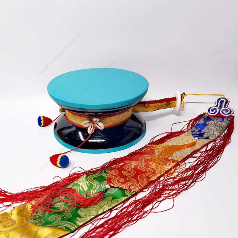 

Tibetan Buddhism Tantra Gabala Dharma Drum with Bag Handmade Wood Zamaru Tibeta Musical Instruments Tambourine