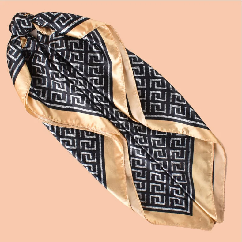 Hochwertiger Seidenschal, Kopftuch für Damen, vier Jahreszeiten, Haarschals, Hijab, Foulard, luxuriöses Bandana, Kopftuch für Damen, 90*90cm – Detail 16
