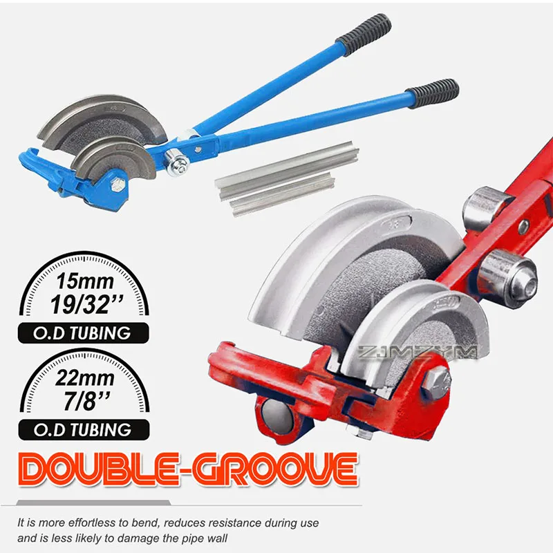 Manual Tube Bender Tool Lever Type Pipe Bender for 15mm+22mm 180° Cold Bending Tool for Air Conditioner Refrigeration Plumbing