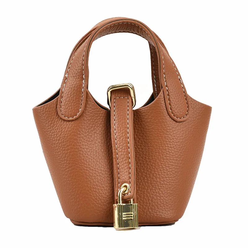 

Ladies Handbag Female Bucket Bag Basket Shoulder Bag Travel BagLeather Bucket BagLarge Soft Leather Tote with Lock Daily