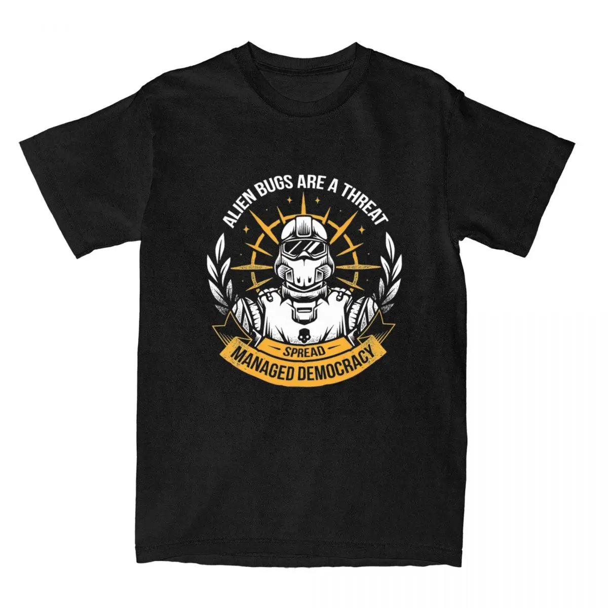 Spread Democracy Helldivers T Shirts Men's Pure Cotton Novelty T-Shirt Crew Neck Tees Short Sleeve Clothing Summer