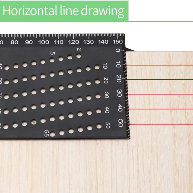 Premium Aluminum Alloy Woodworking Square Ruler - 3D Mitre Angle Measuring Template Tool - 45/90 Degree Carpenter\'s Layout Gauge