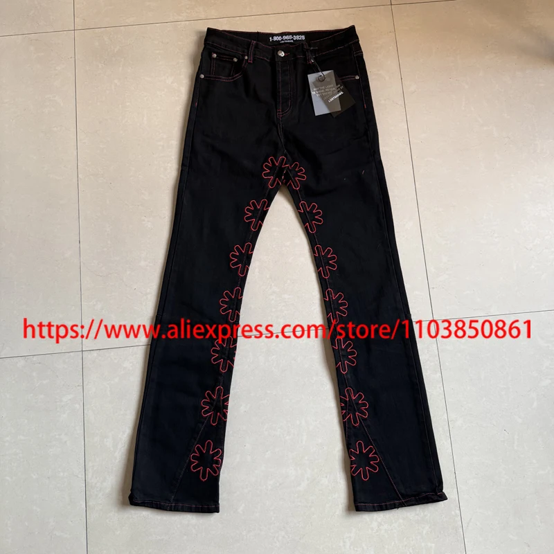 

Real Photos LOST SHDWS JEANS High-quality Casual Embroidered Pattern Stretch Slim Denim Trousers LOSTSHDWS Straight Pants