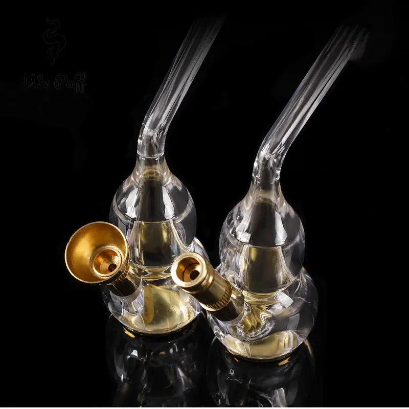 WE PUFF Cigarettes Tobacco Filter Hookah Set Transparent Shisha Water Pot for Smoking with Brass Chicha Bowl Mouthpiece