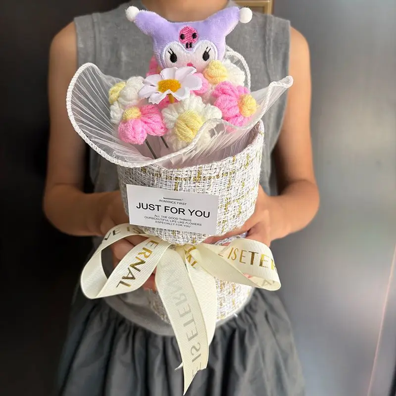 

Kawaii Kuromi Sanrio Cute Cartoon Doll Bouquet Doll Flower My Melody Cinnamoroll Room Desktop Decoration Birthday Gift for Kids