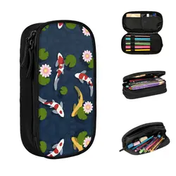 Japanese Koi Fish Pond Pencil Cases Big Capacity Pen Bags Pen Box Pencil Pouch For Boys Girls Students Stationery School Office