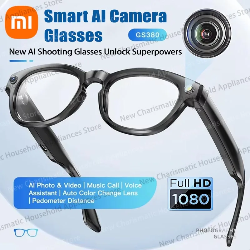 

Xiaomi GS380 Smart Glasses With Camera 200W Pixels Auto Colour Change Lens Bluetooth Glasses Listen to music Shooting Sunglasses