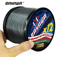 Línea de Pesca trenzada BAKAWA, 12 hebras, 100M, 300M, 500M, 1000M, multifilamento, tejido de PE, agua dulce de mar, hilo de carpa extrremo japonés