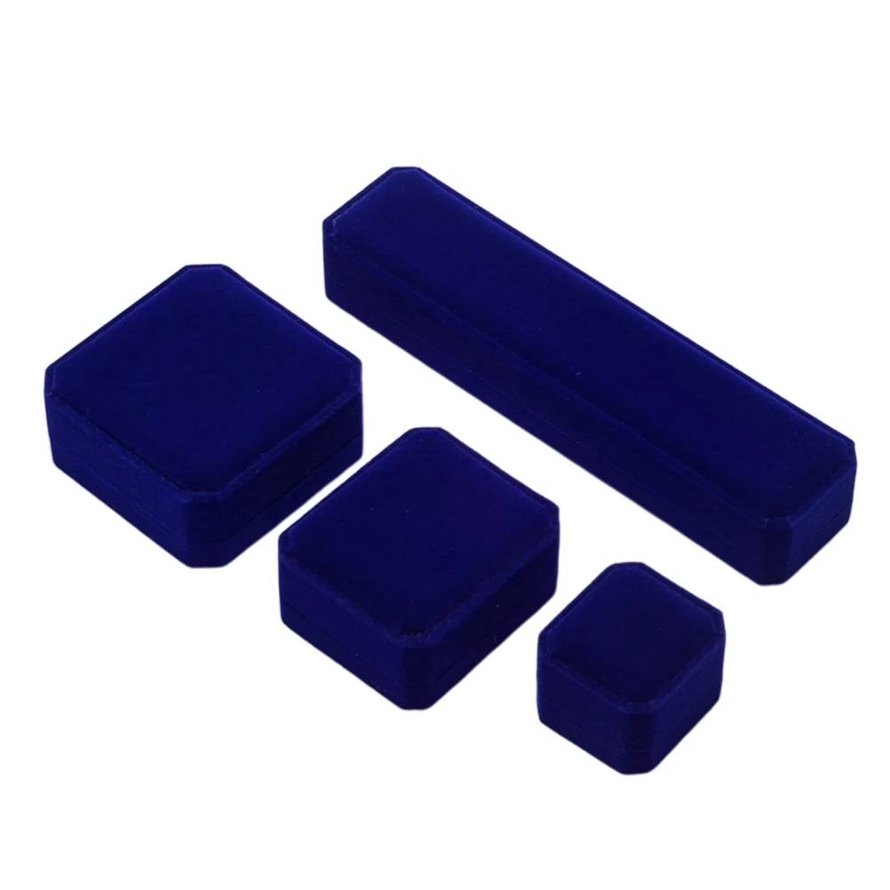 

4pcs Blue Jewelry Box Set Premium Storage Organizer For Rings Necklaces Bracelets Display Case Elegant Accessory Container Gift