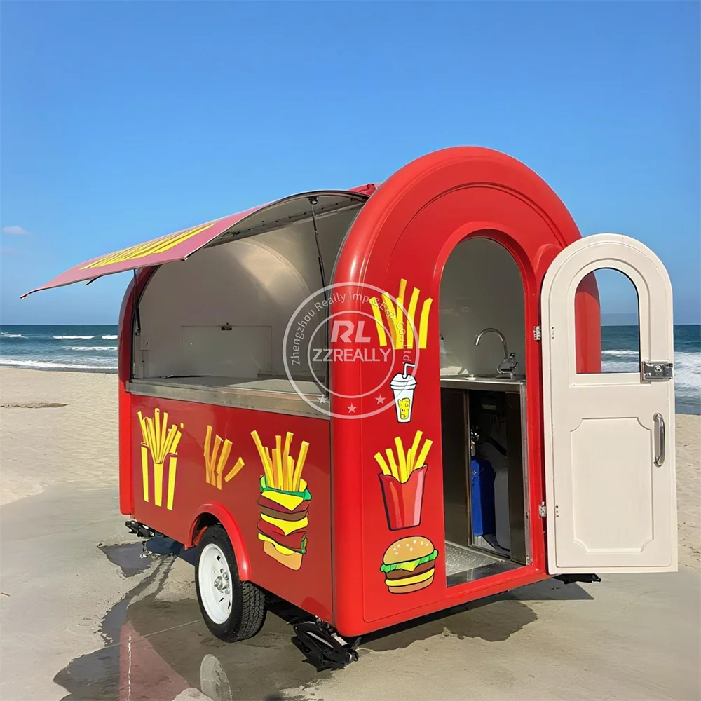 

Мобильный прицеп из нержавеющей стали, тележка для еды Fast Ice Cream и Hotdog, тележка для еды для ресторанов, отелей и розничной торговли