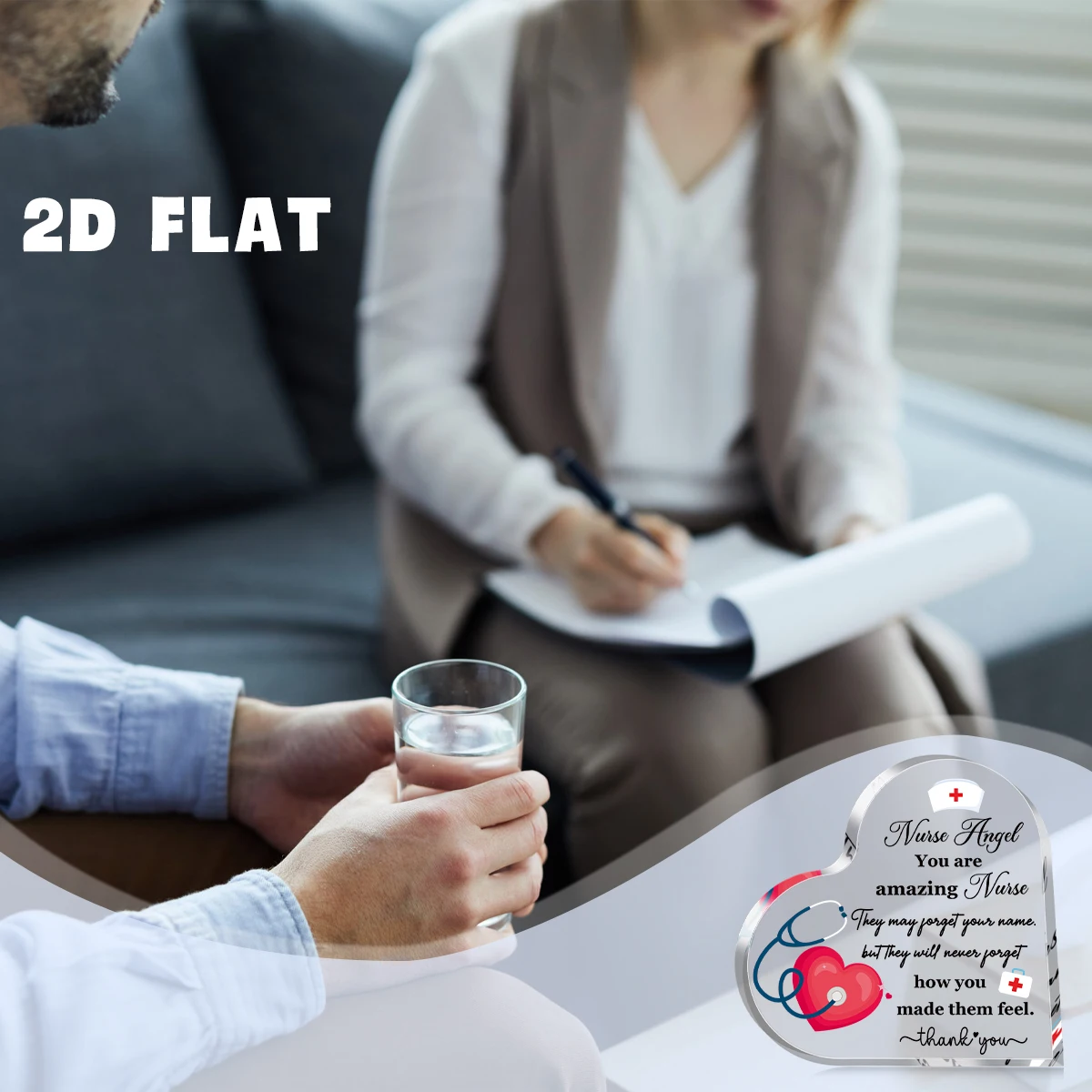 1 قطعة لوحة أكريليك على شكل قلب- "ممرضة الملاك أنت ممرضة مذهلة" لافتة لعيد الممرضات، عيد الميلاد، هدية تقدير التخرج