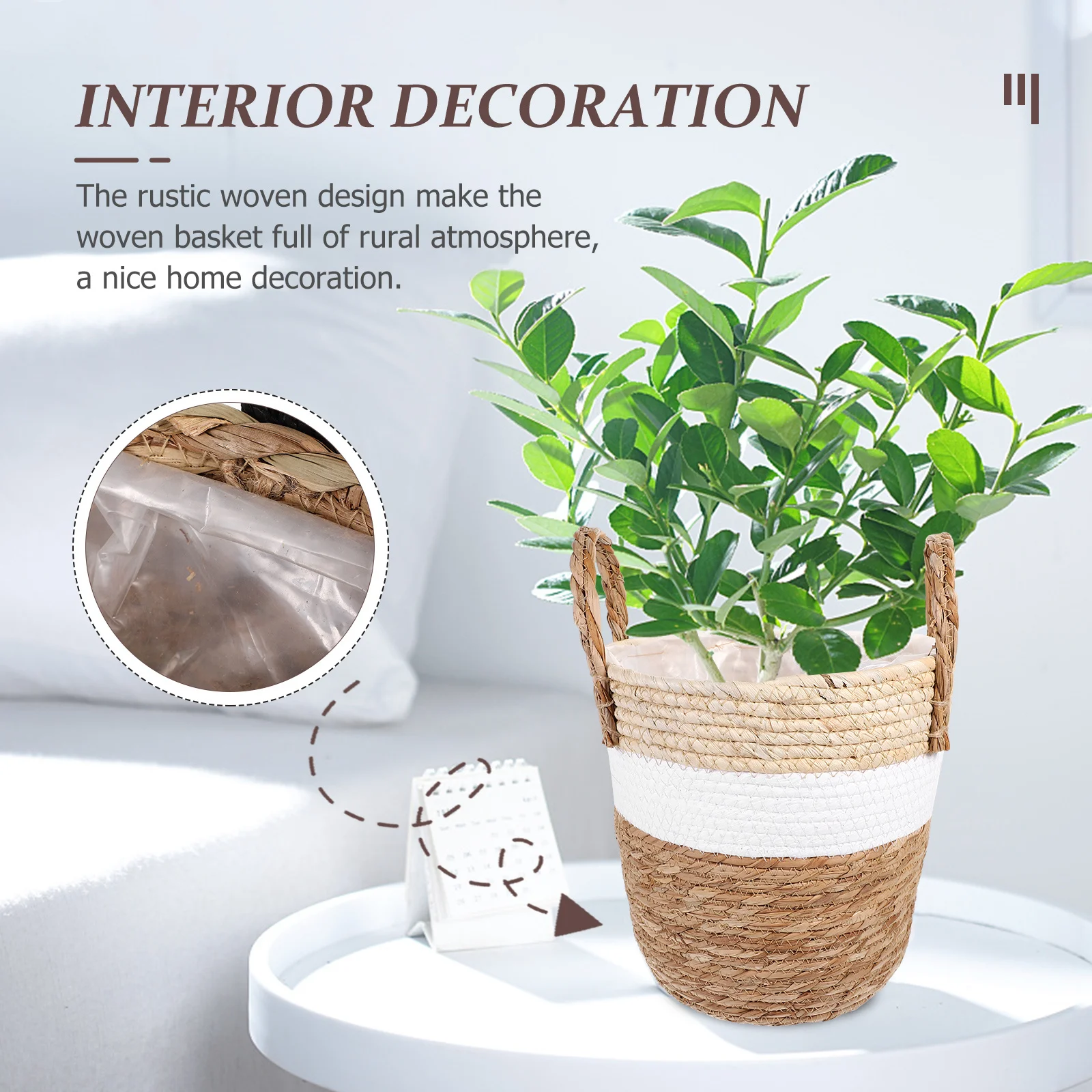 

Woven Basket Grass Flower Planter For Indoor Plants Storage Bin Organizer Rustic Home Decor Garden Plant Baskets Indoor