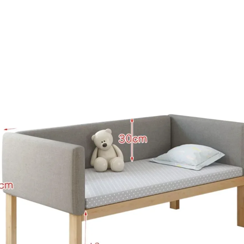 Children's splicing bed, large bed widened bed, solid wood single bed with soft bag guardrail