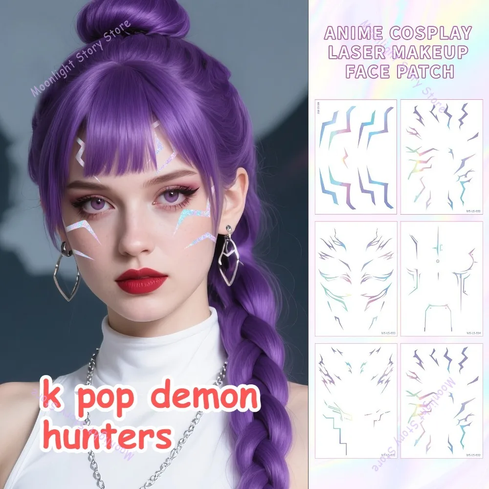 

4Pcs Kpop Demon Hunter Anime Tattoo Stickers Rumi Saja Boys for Cosplay Parties Stage Performances Makeup Accessory for Fans