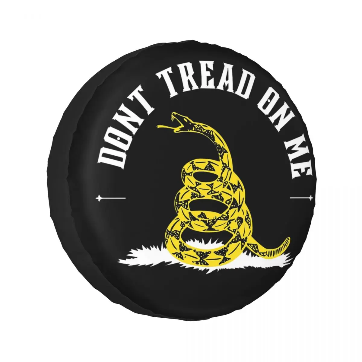 

Don't Tread On Me - Gadsden Flag - Yellow On Black Spare Tire Cover for Jeep SUV RV 4WD Trailer 4x4 Wheel Protector Covers