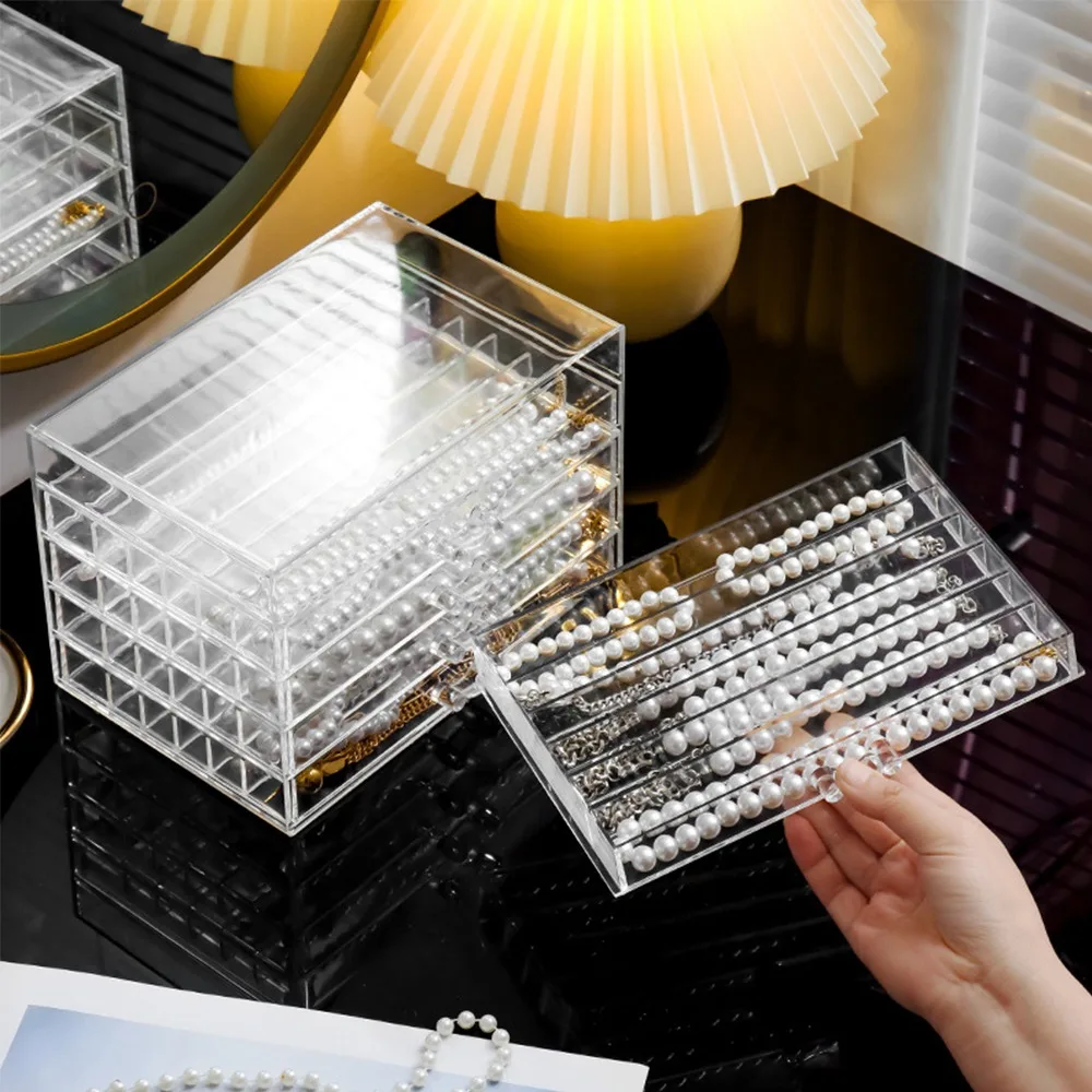 حامل عرض قلادة من البلاستيك الشفاف ، منظم قلادة ، صندوق عرض المجوهرات ، سطح الطاولة ، سعة كبيرة ، سهل الاستخدام ، قابل للإزالة
