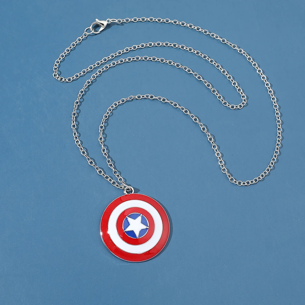 Captain America Shield Anhänger-Halskette, Superhelden-Mode, Punk-Stil, Cosplay-Schmuck für Damen und Herren, trendiges Accessoire – Detail 3