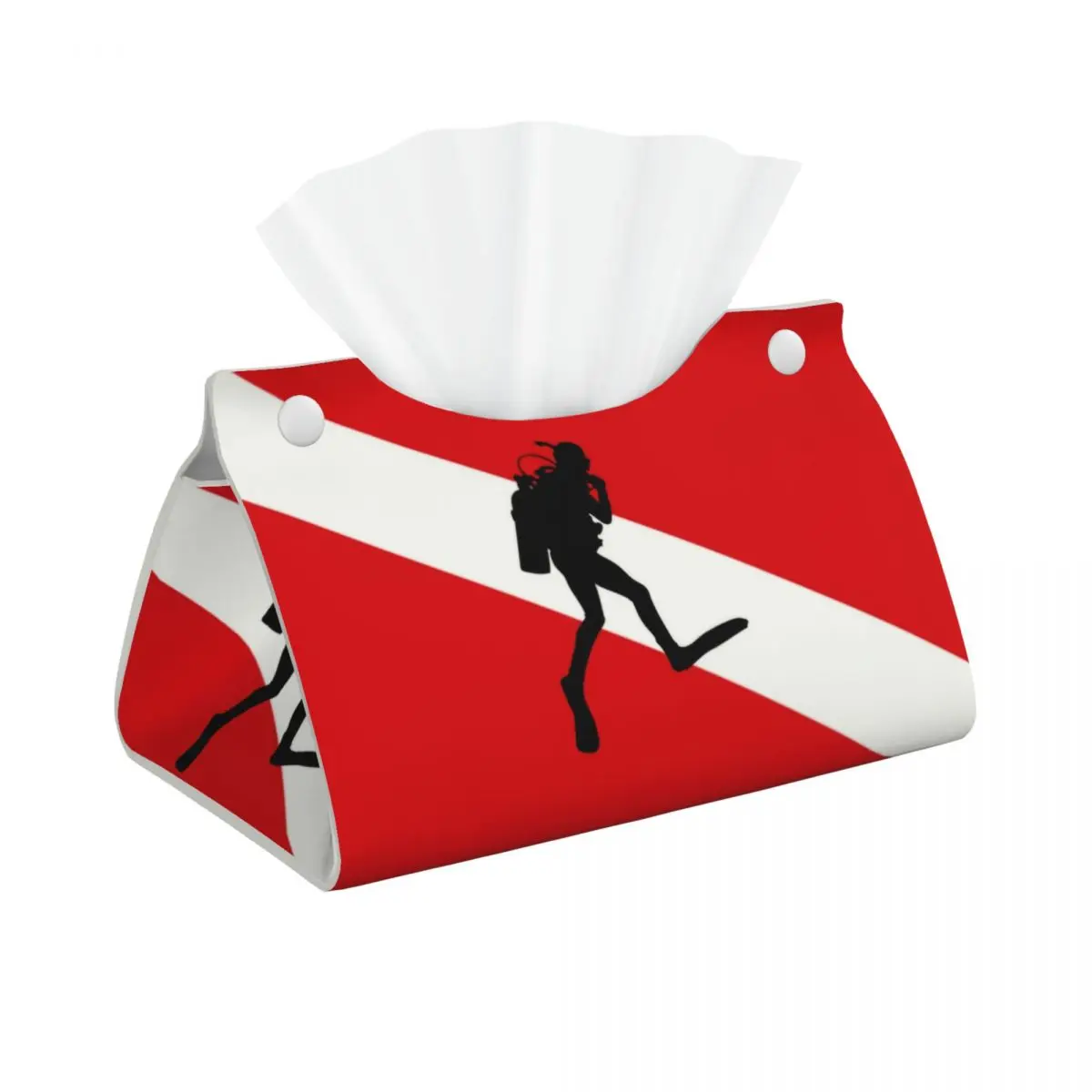 Custom Scuba Diver Flag Tissue Box Cover Rectangular PU Leather Dive Diving Facial Tissue Box Holder for Bathroom Toilet