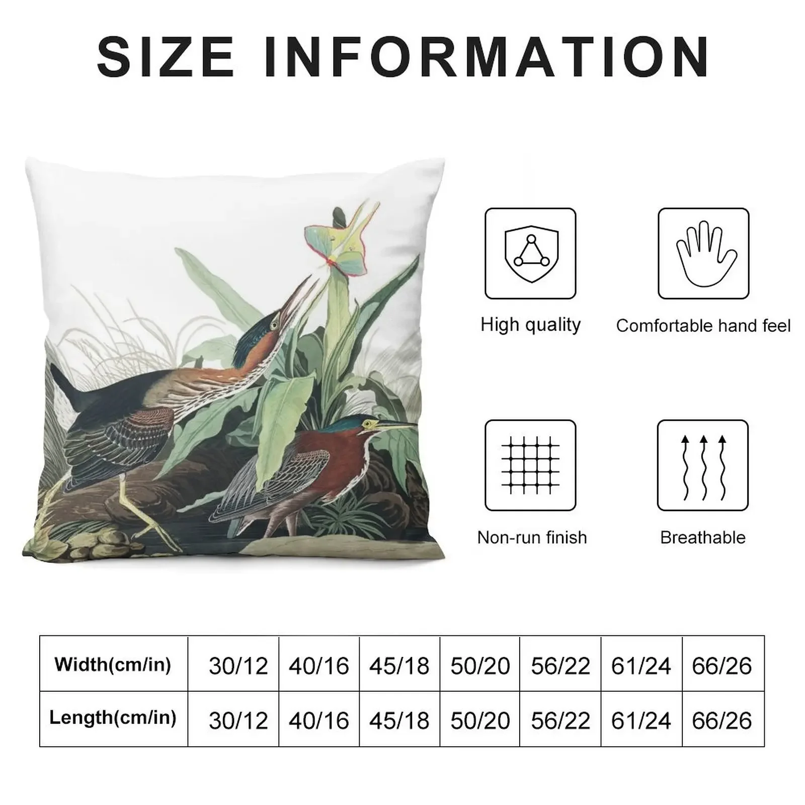 Green Heron - John James Audubon Throw Pillow Sitting Cushion New year pillow