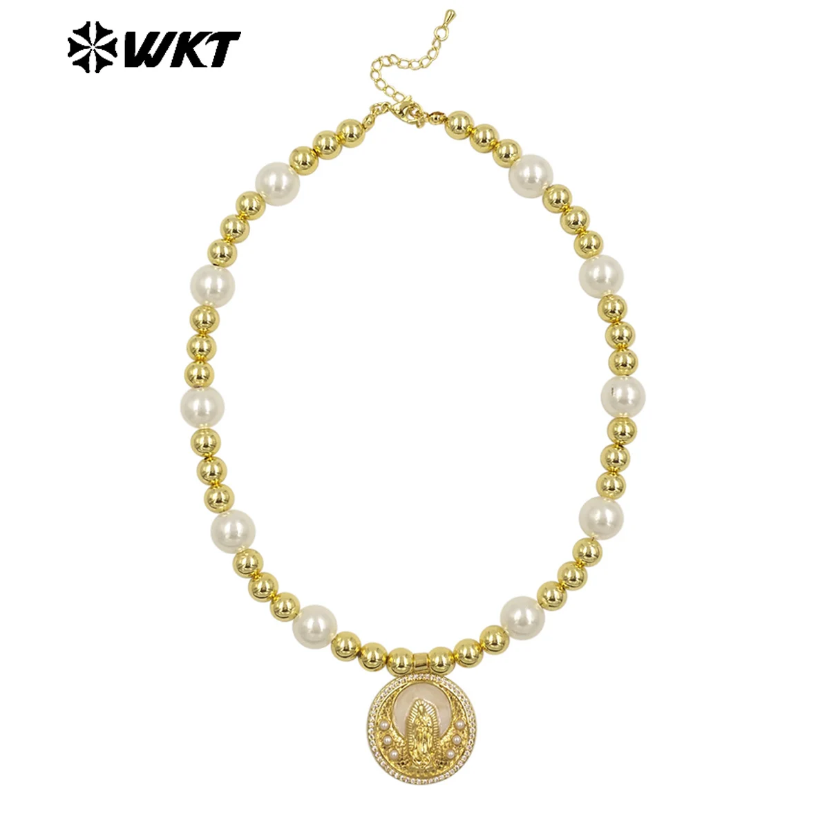 WT-JN304 New Arrival Elegant Popular Simple Pearl Shell Necklace With 18k Gold Plated  For Women Daily Decoration
