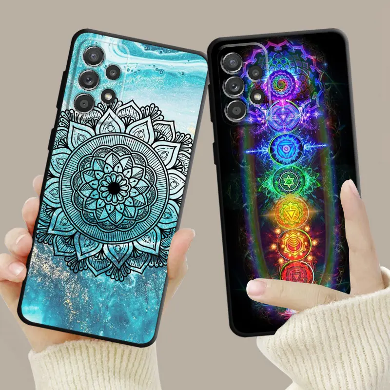 Cassa del telefono Per Samsung Galaxy A14 A73 A53 A71 A51 A31 A33 A22 A12 A21s A13 A32 A52s A72 A52 A23 Mandala Chakra Yoga Elefante