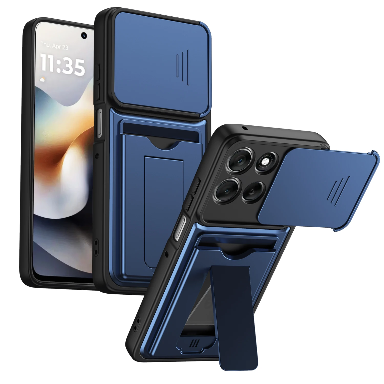 Kameraobjektiv-Kartenhalter-Slot-Brieftasche-Ständer-Handyhülle für Motorola Edge 60 Pro 70 Fusion X70 AIR Moto Signature G86 G85 G56 Cover