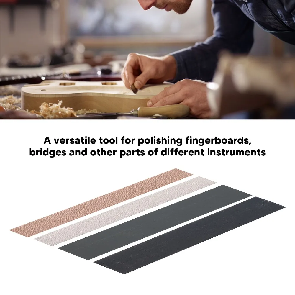 4PCS 15CM(5.91in) Length Fret Sanding Paper Sandpaper Sandpaper Color Fret Sanding Tool Luthier Sanding Tool For Guitar Fret