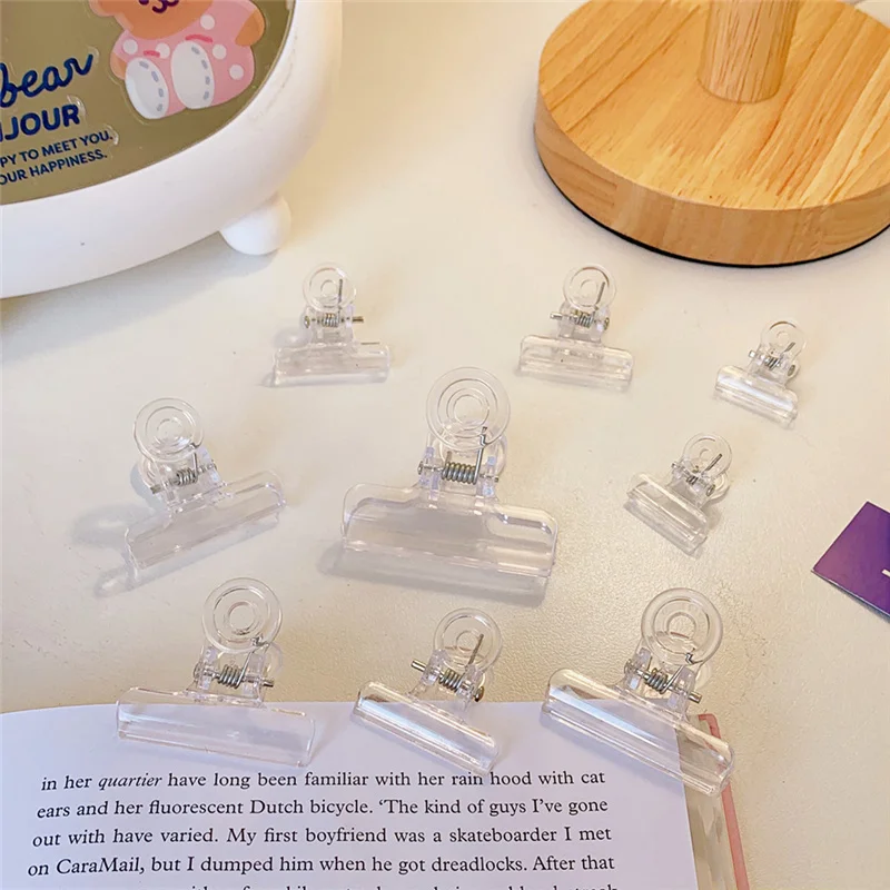 1000Pcs 5 Size Transparent Plastic Round Grip Clips Rose Gold Bulldog Clip Ticket Paper Clip For Tags Bags Office Wholesale