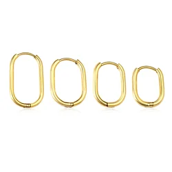 LUXUKISSKIDS Fashion 2pcs Round Earrings Clips 18K Gold Plated Oval Shape Hoop Earing For Man/Woman Smooth Mental Vintage aretes
