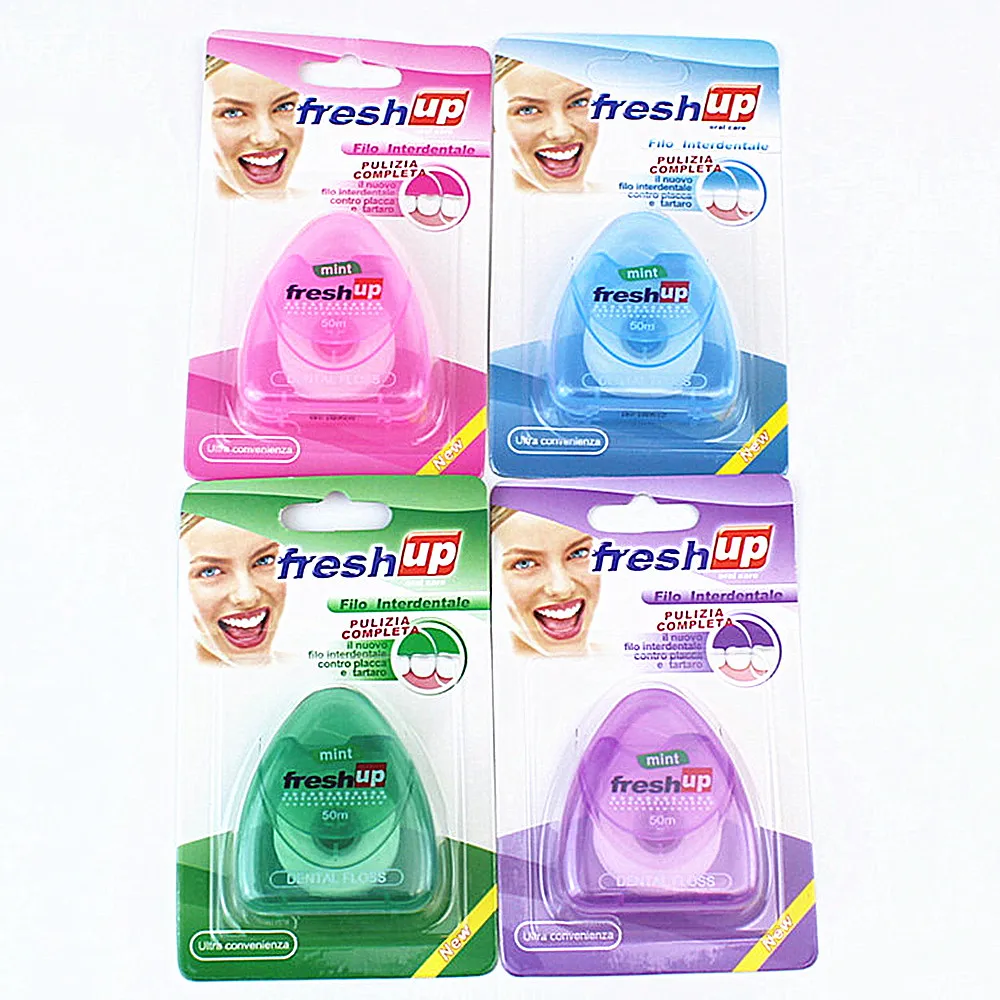 1boxof 50 meter dental floss oral hygiene dental cleaning wax mint flavored dental floss roller dental floss toothpick