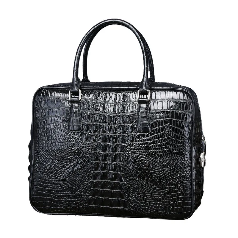 Sac messager en cuir de crocodile pour hommes, fichier informatique d'affaires, portefeuille classique, étuis à bombes, ordinateur portable, grande capacité, marque de luxe