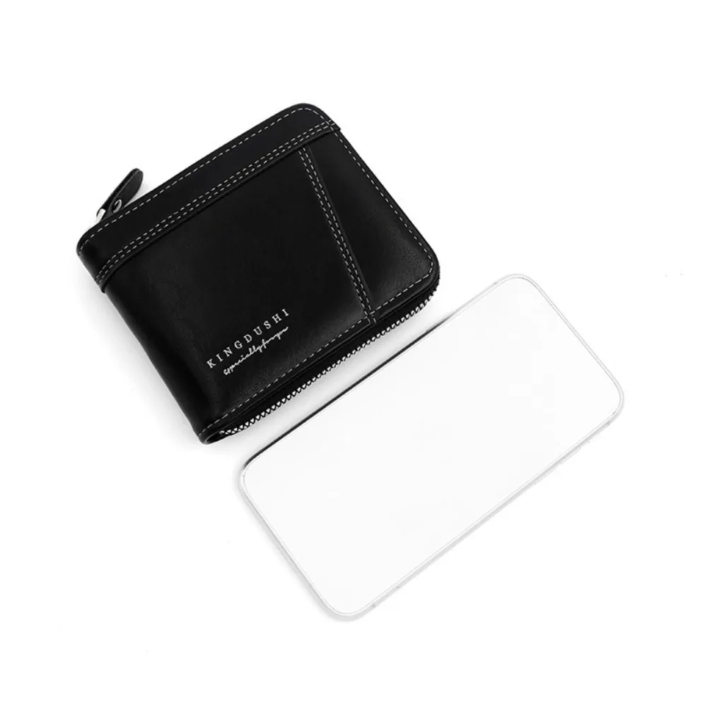 

Small Multifunctional Men's Short Wallet Zipper Multiple Card Slots Male Coin Purse Lightweight Retro Business Card Holder Man