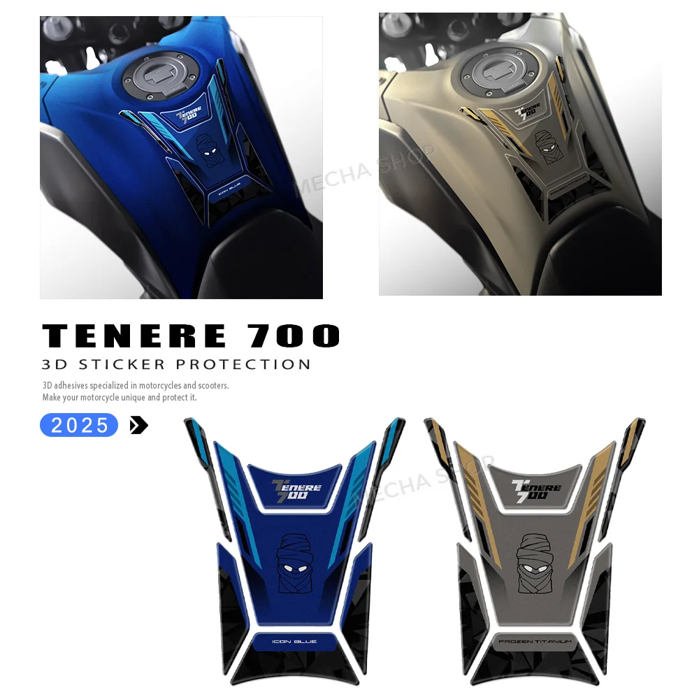 

For Tenere 700 Tank Pad 2025 Motorcycle Accessories Fuel Tank Protection Waterproof Scratch Resistant 3D Gel Stickers
