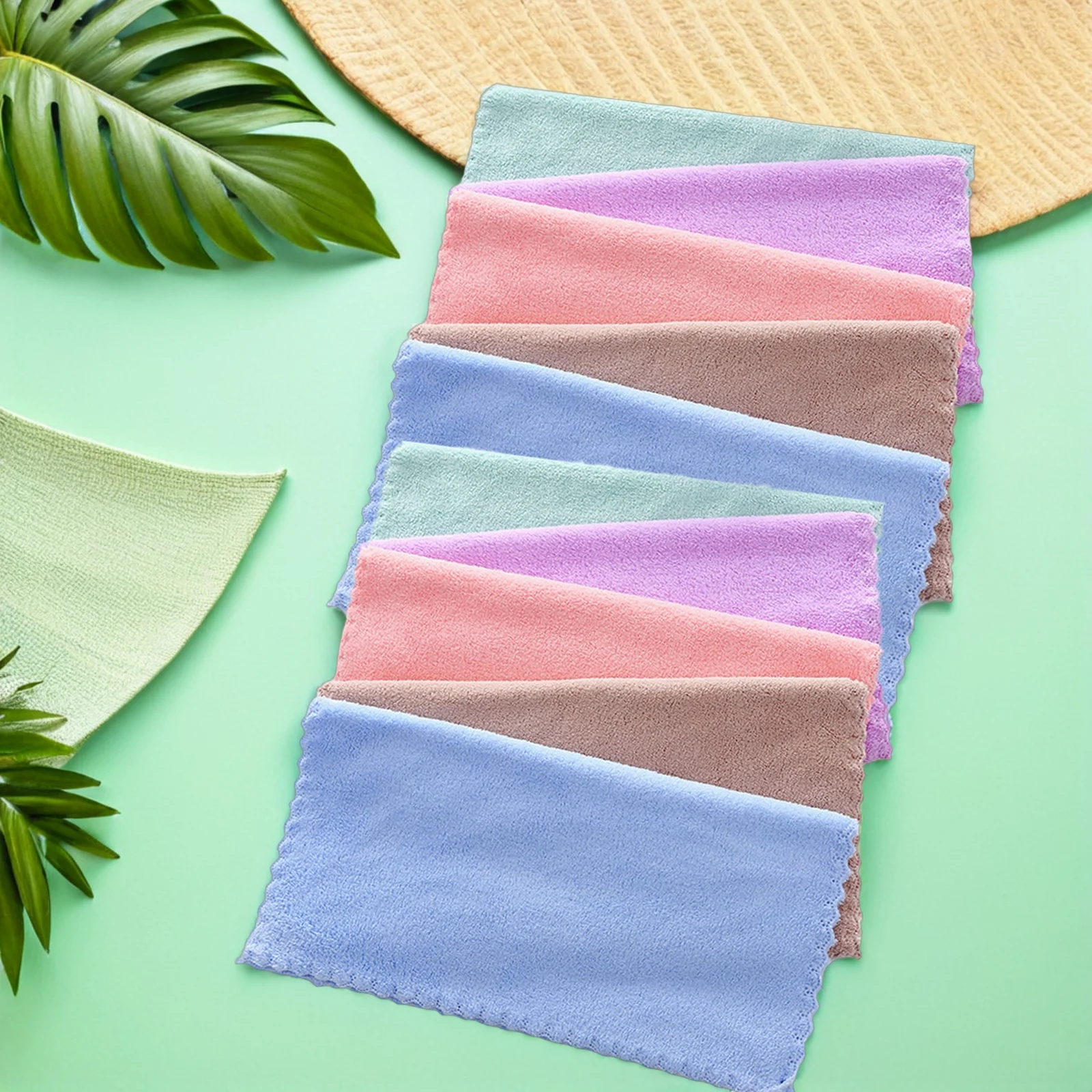 10 قطعة مناشف مزيل المكياج من الألياف الدقيقة ملابس الوجه قابلة لإعادة الاستخدام تقشير لطيف للبشرة الحساسة للنساء والفتيات من الألياف الدقيقة