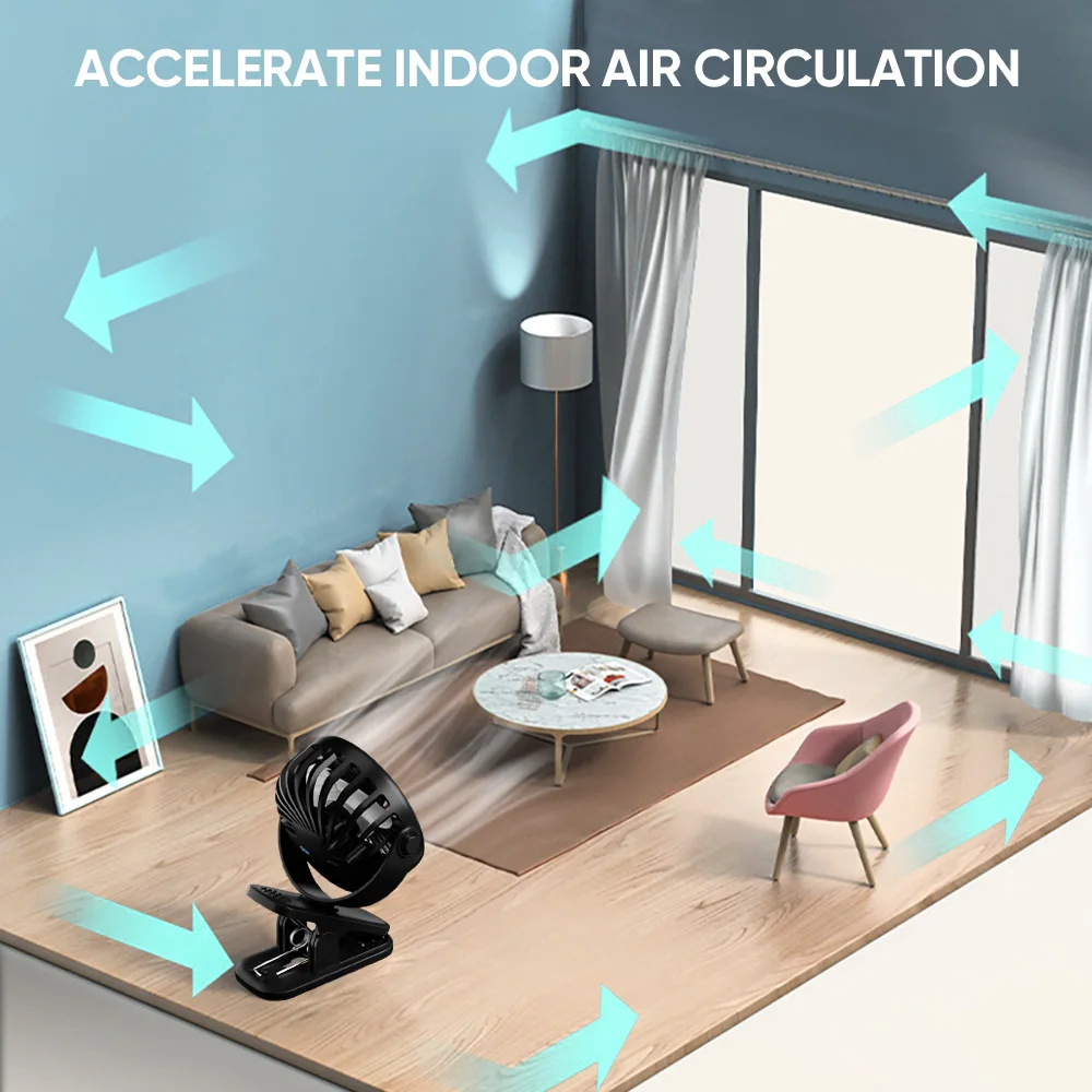 Mini Fan Rechargeable Fan 720° Rotating Hanging Clip Fan with Nightlight Portable Office Bedroom Dormitory Outdoor Fan Gifts image 6