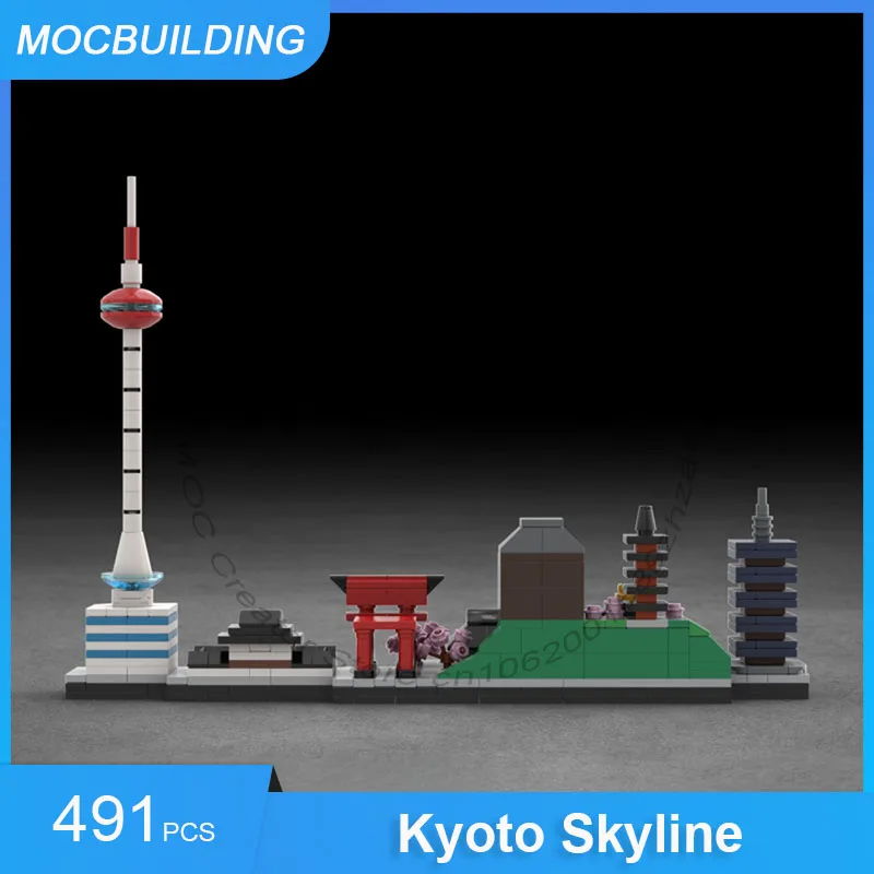 Bloques de construcción MOC Kyoto Skyline modelo pantalla DIY montar ladrillos colección de arquitectura urbana juguetes creativos de Navidad regalos 491 Uds