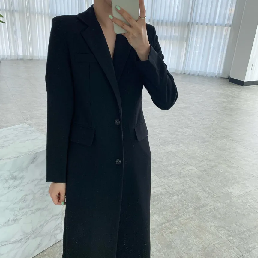 Neploe Chic French Luxury Suit Collar Single Row Two Button Blazers Femme 2024 Autumn Winter Loose Long Sleeve Solid Color Coat