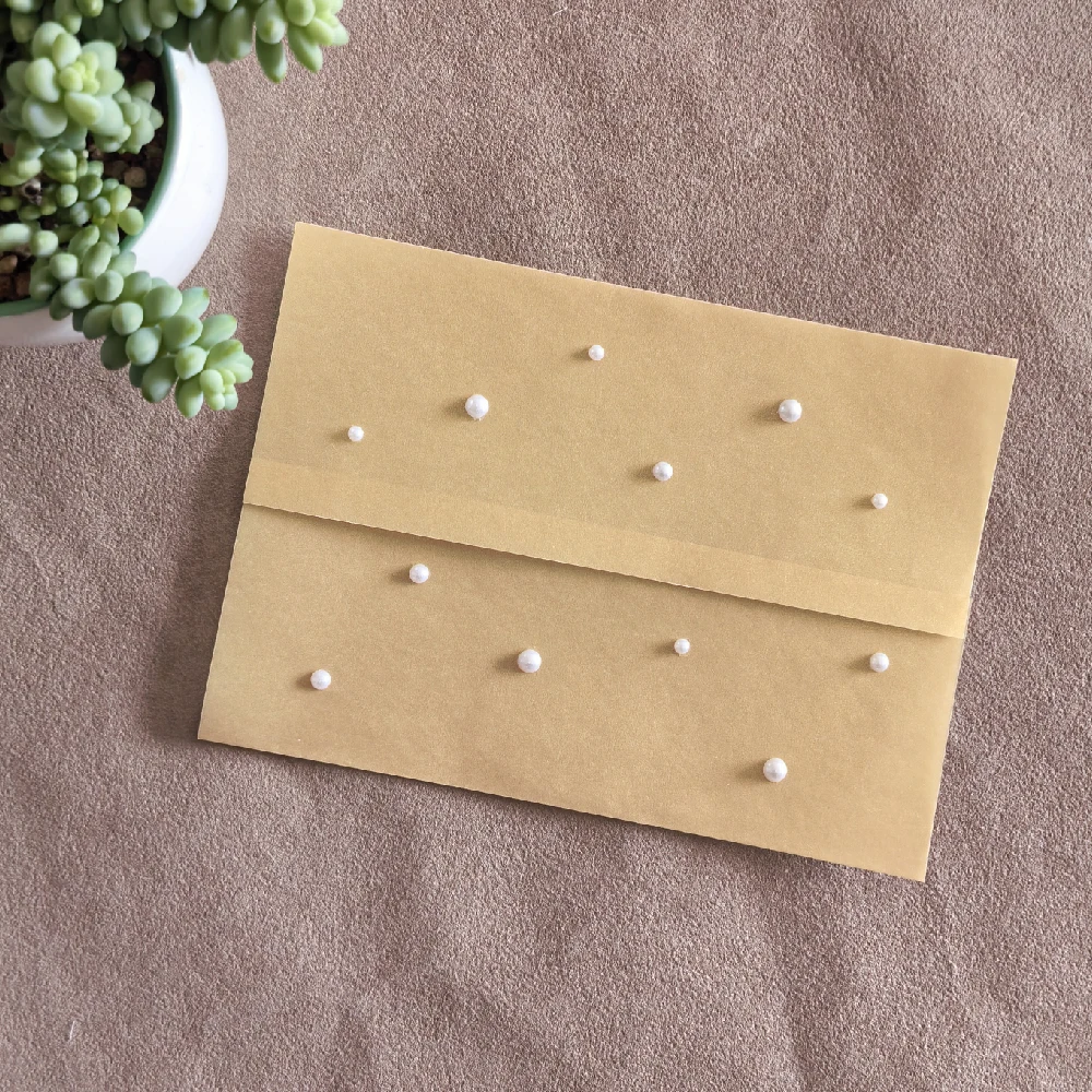 

Gold Vellum Sleeve with White Pearl, 5x7 Invitation Cover for Wedding, Graduation, Christmas & Formal Events, Bulk Order Support