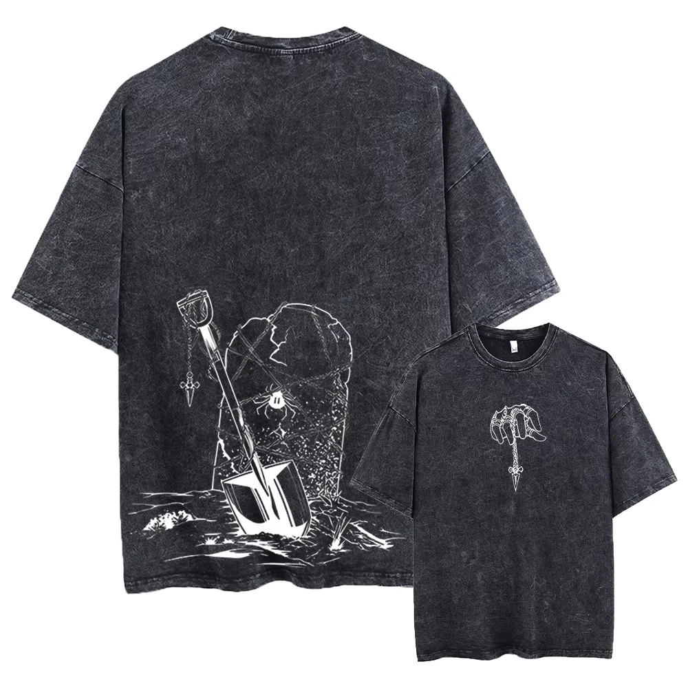 HUNTER×HUNTER Kurapika Manga T‑Shirt Vintage Washed Cotton Harajuku Unisex Casual Oversized Short Sleeve Streetwear Tees