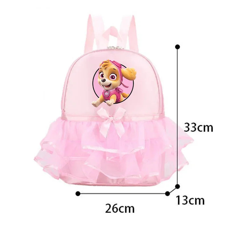 Paw Patrol Series Lace Backpack Pink Cartoon Skye Print Ballet Dance Bag Cute Bow Tie Bagpack Trend Birthday Gift - view 2