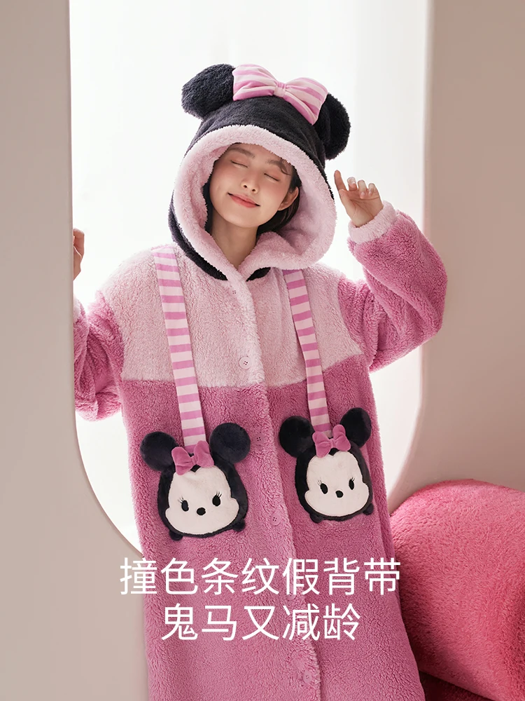 Couple Nightgown Women Winter Coral Fleece Long Loungewear Men Thermal Pajamas Nighty for Ladies Bathrobe Robes Sleepwear