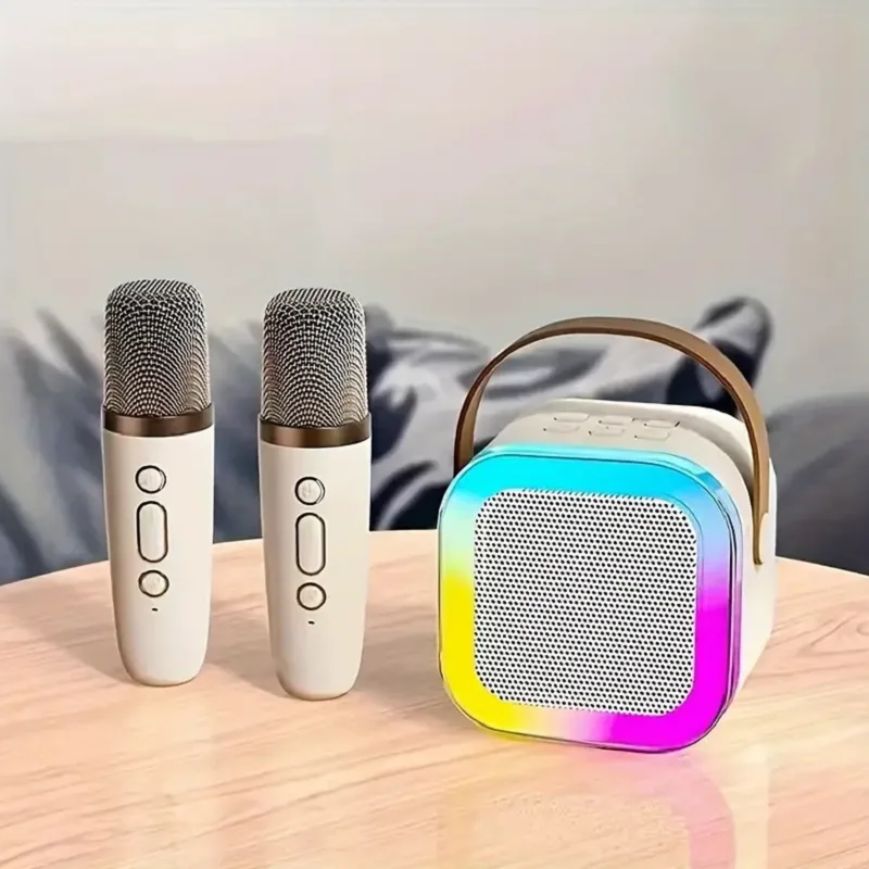 Mini Portable Dual Microphone, Wireless Karaoke Speaker, USB Charging Singing System, Birthday Party Kids Home KTV Singing