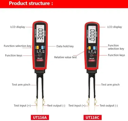 

Тестер предохранителей UT116C для автомобилей – 80А, для работы под напряжением, многофункциональный, со сменными насадками