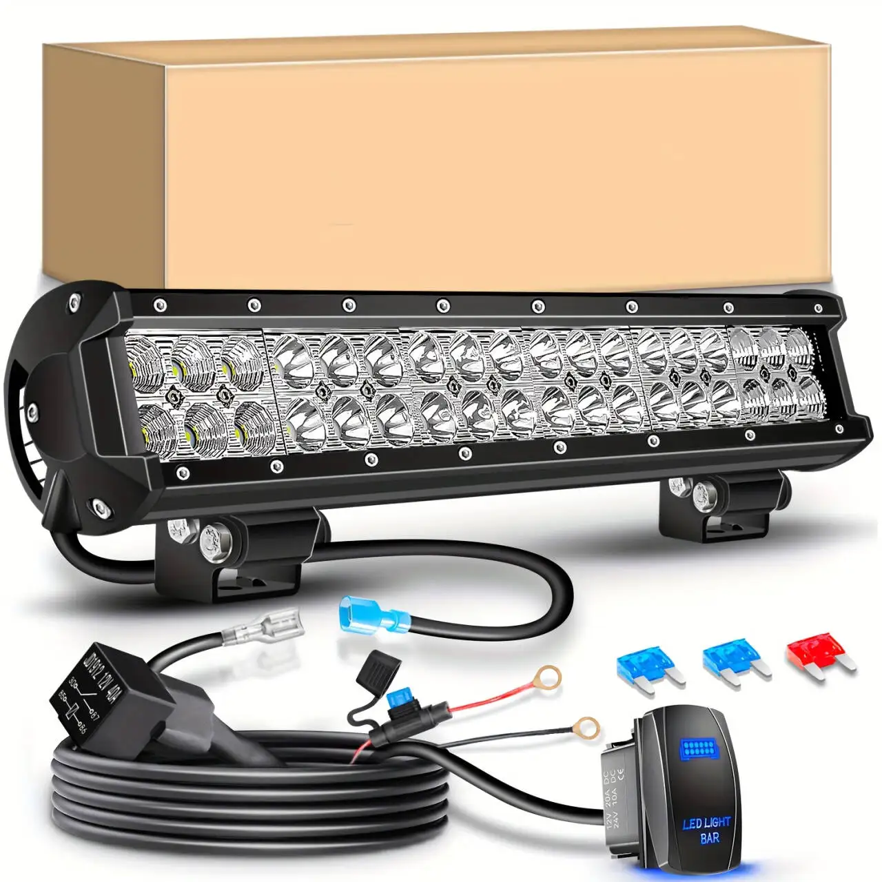 

20-дюймовая светодиодная панель Spot Flood Combo Beam Offroad Светодиодный рабочий фонарь с комплектом жгутов проводов для Jeep Off-Road Vehicle 4x4 ATV UTV