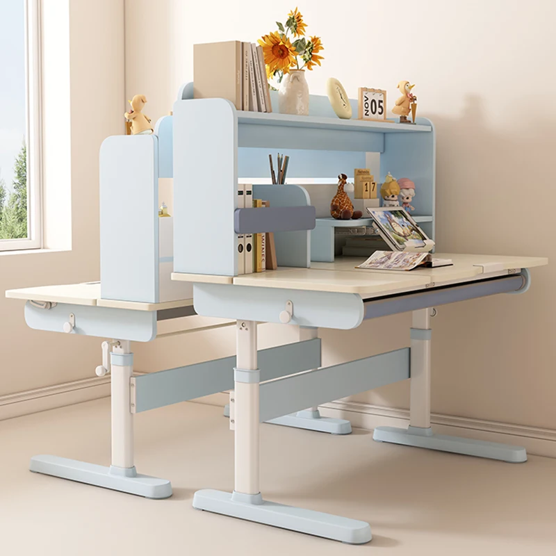 Children's Ergonomic Learning Desk with Bookshelf and Adjustable Furniture Height