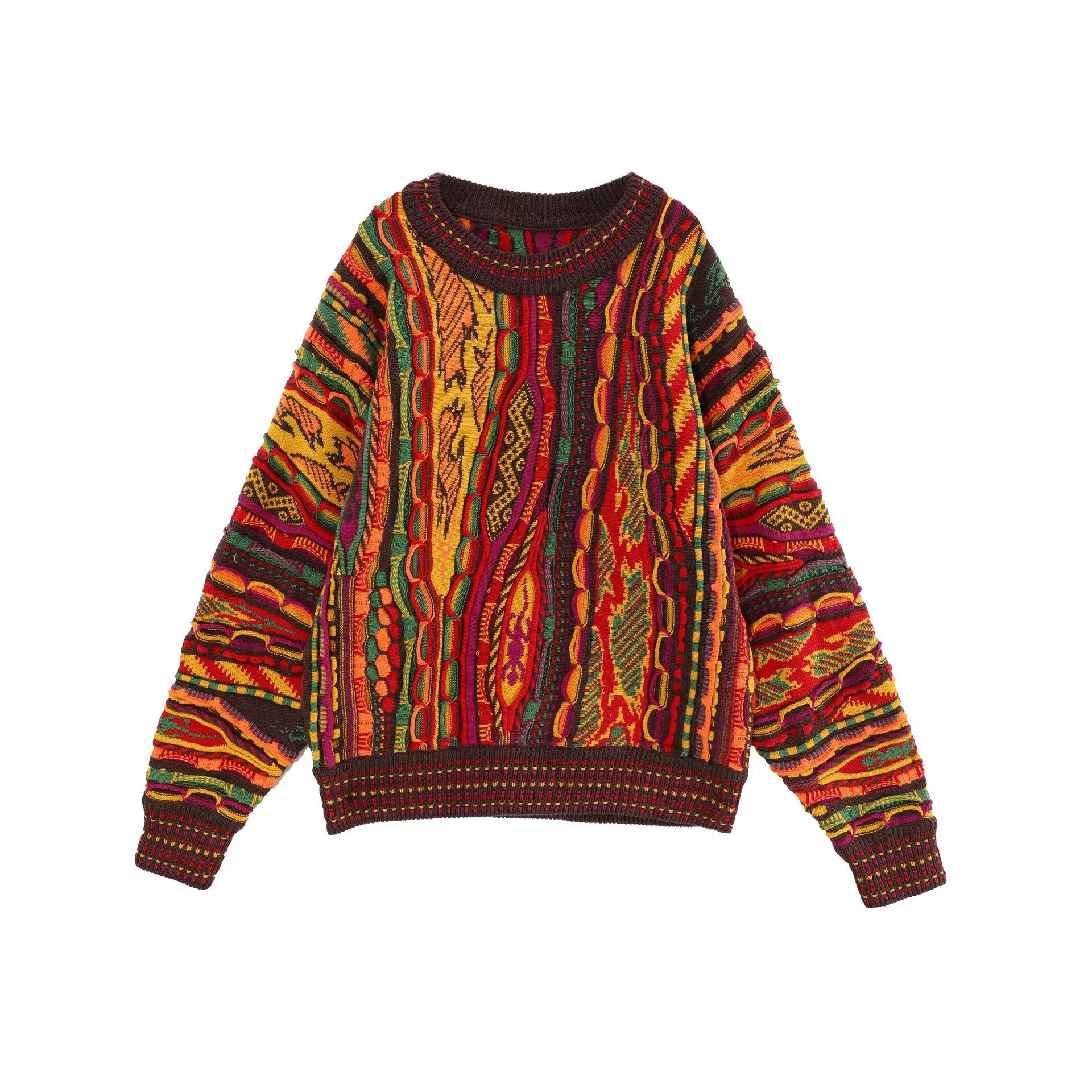 

High Luxury Loose Fit Overhead Lazy Sle Kapital Vintage Knitted Sweater ex Wool Blend Casual round Ne Long Sve